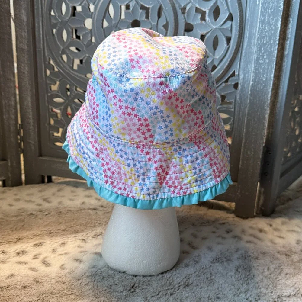 UV Skinz reversible bucket hat girls 4T rainbow stars unicorn beach outdoor play